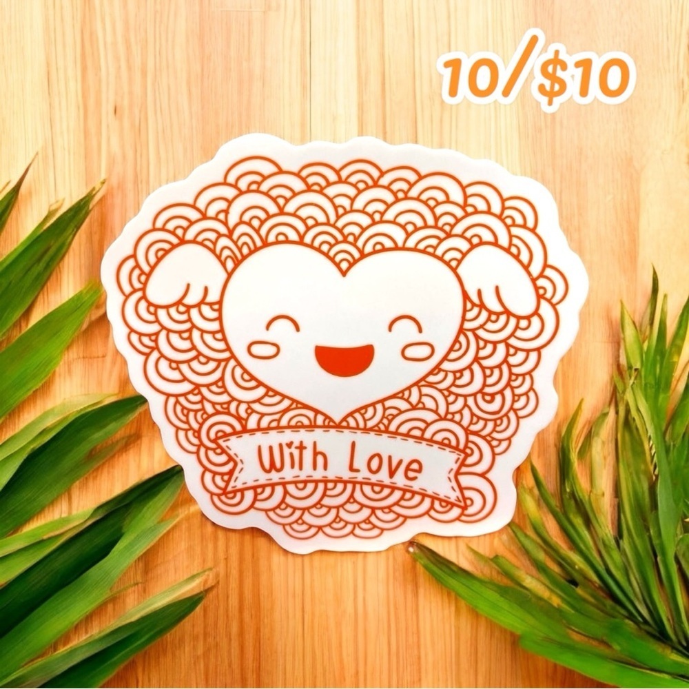 10 / $10 - With Love Heart Wings Sticker - Journal / Scrapbook